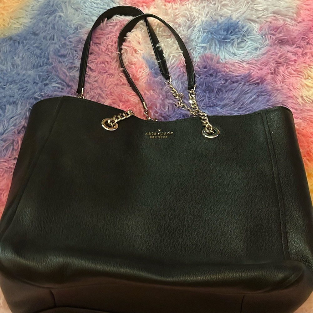 Kate Spade Black Leather Bag With Gold Chain Straps